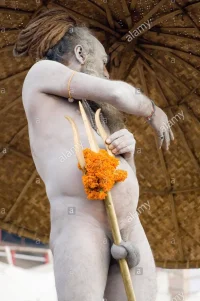 hindu-saint-naga-baba-shivdasgiri-warping-penis-with-trishul-rod-in-EXMJ6P.webp